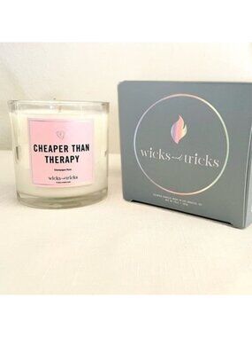 Wicks and Tricks Cheaper Than Therapy Candle 10 oz Coconut Wax Jar